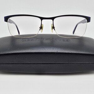 Argyleculture Williams Black Blue Semi Rimless Eyeglasses Frame w Case 55-19-145